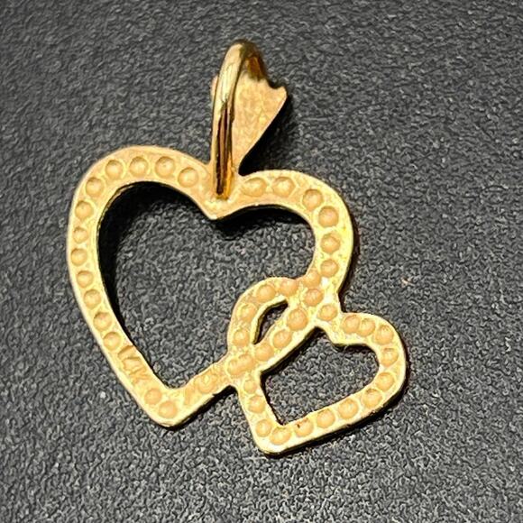 Michael Anthony 14K Solid Yellow Gold Small Open Heart Textured Pendant Charm - Picture 5 of 7